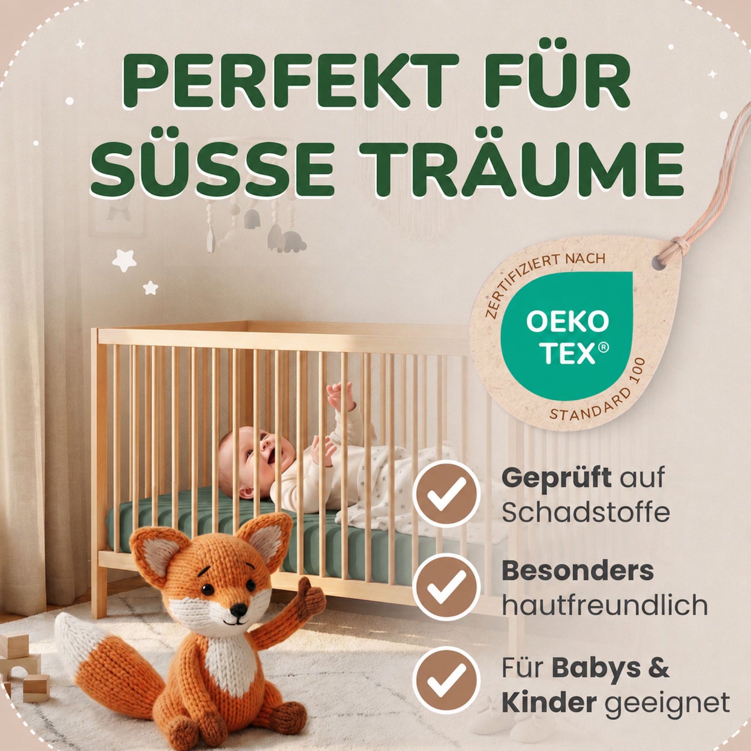 Kinder Spannbettlaken 70 x 140 cm von Leevitex im 1er Pack – 100% Jersey-Baumwolle,