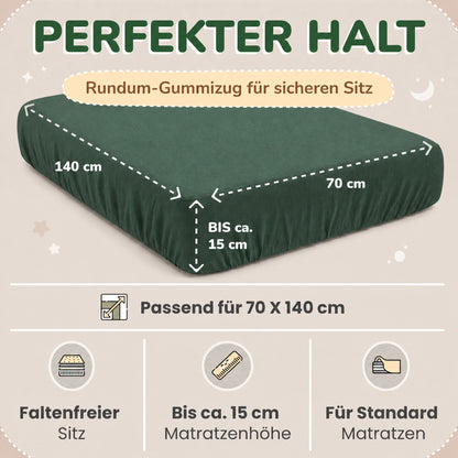 Kinder Spannbettlaken 70 x 140 cm von Leevitex im 1er Pack – 100% Jersey-Baumwolle,