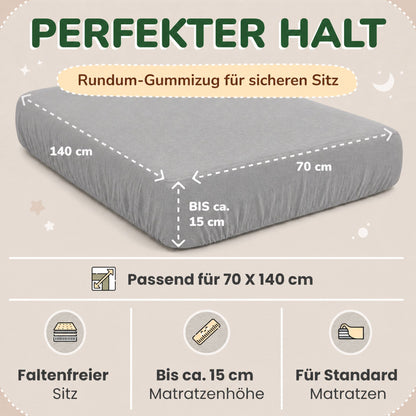 Kinder Spannbettlaken 70 x 140 cm von Leevitex im 1er Pack – 100% Jersey-Baumwolle,