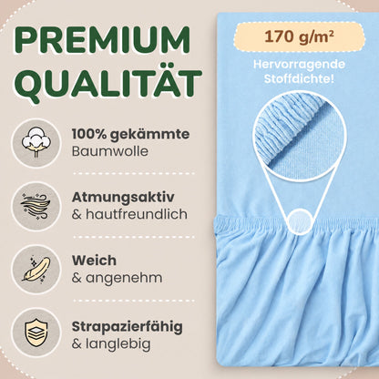 Kinder Spannbettlaken 70 x 140 cm von Leevitex im 1er Pack – 100% Jersey-Baumwolle,