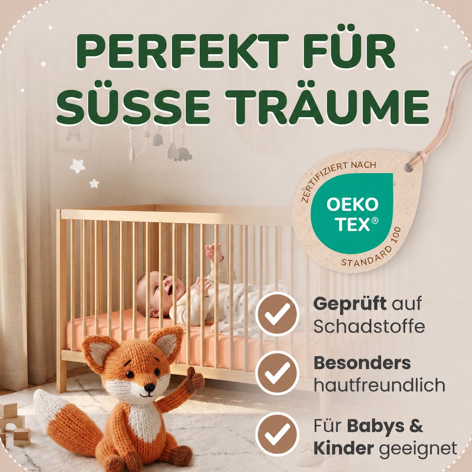 Kinder Spannbettlaken 70 x 140 cm von Leevitex im 1er Pack – 100% Jersey-Baumwolle,
