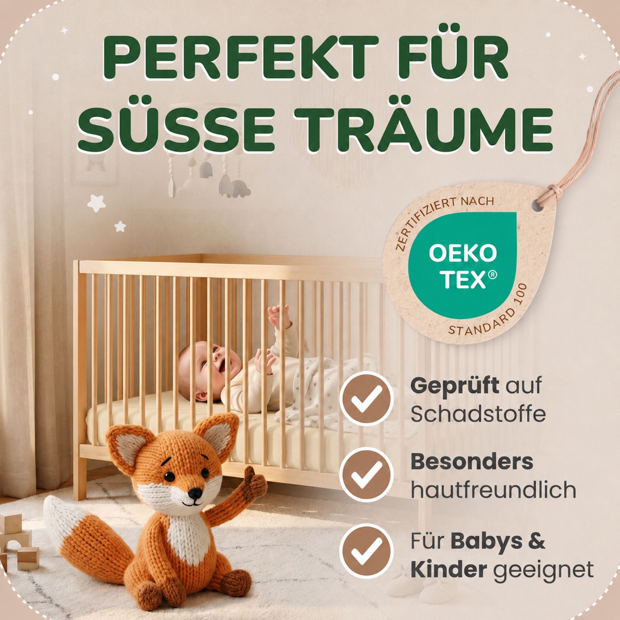 Kinder Spannbettlaken 70 x 140 cm von Leevitex im 1er Pack – 100% Jersey-Baumwolle,