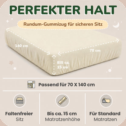 Kinder Spannbettlaken 70 x 140 cm von Leevitex im 1er Pack – 100% Jersey-Baumwolle,