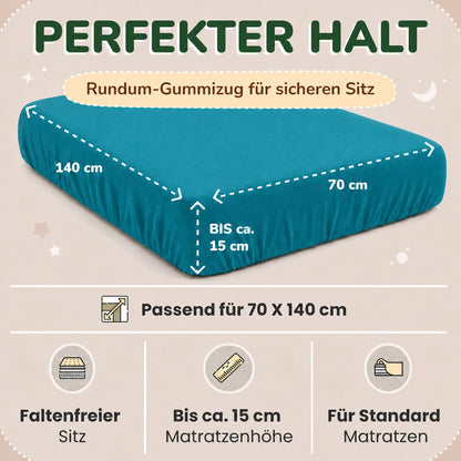 Kinder Spannbettlaken 70 x 140 cm von Leevitex im 1er Pack – 100% Jersey-Baumwolle,