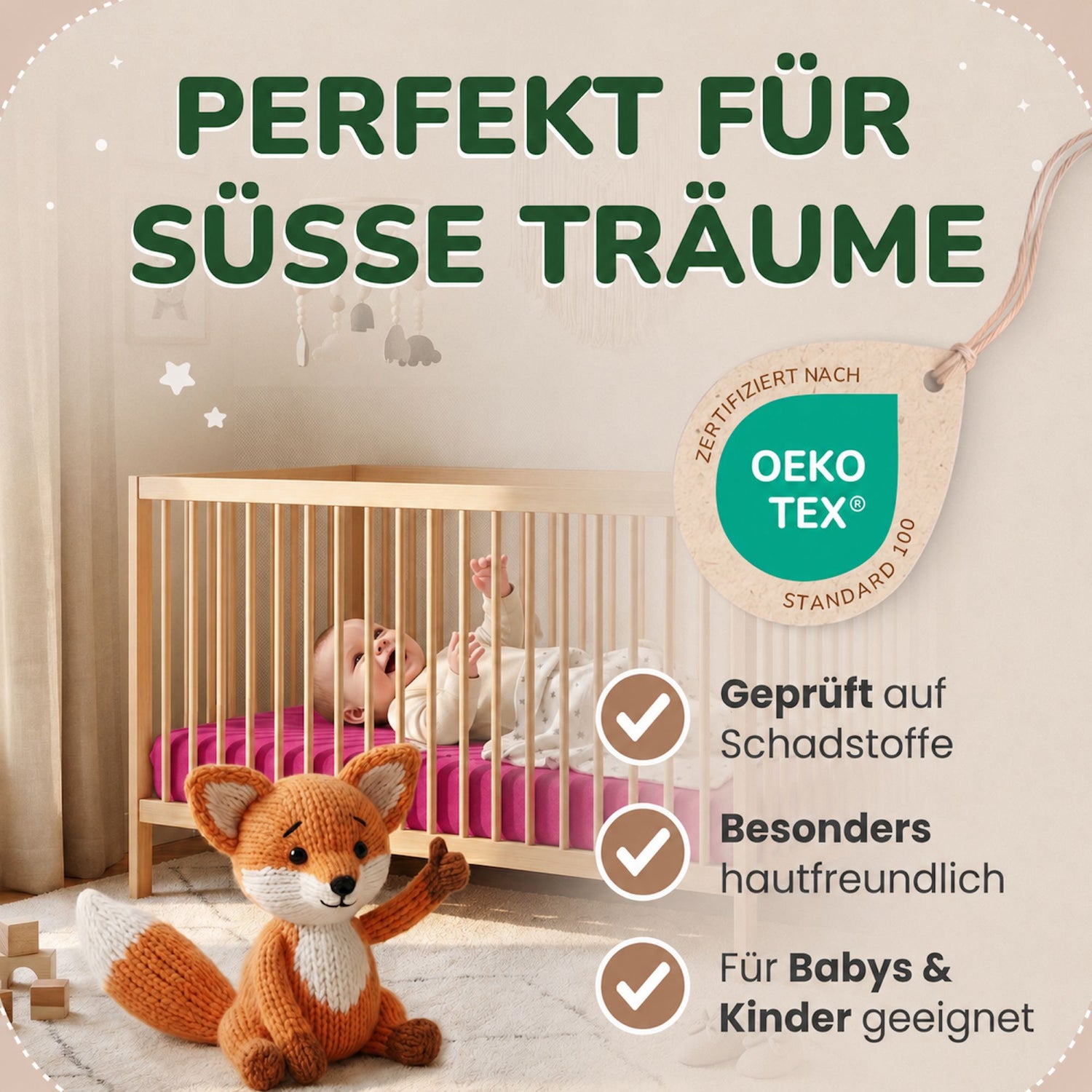 Kinderspannbettlaken von Leevitex im 2er Pack – 100% Jersey-Baumwolle, 70 x 140 cm