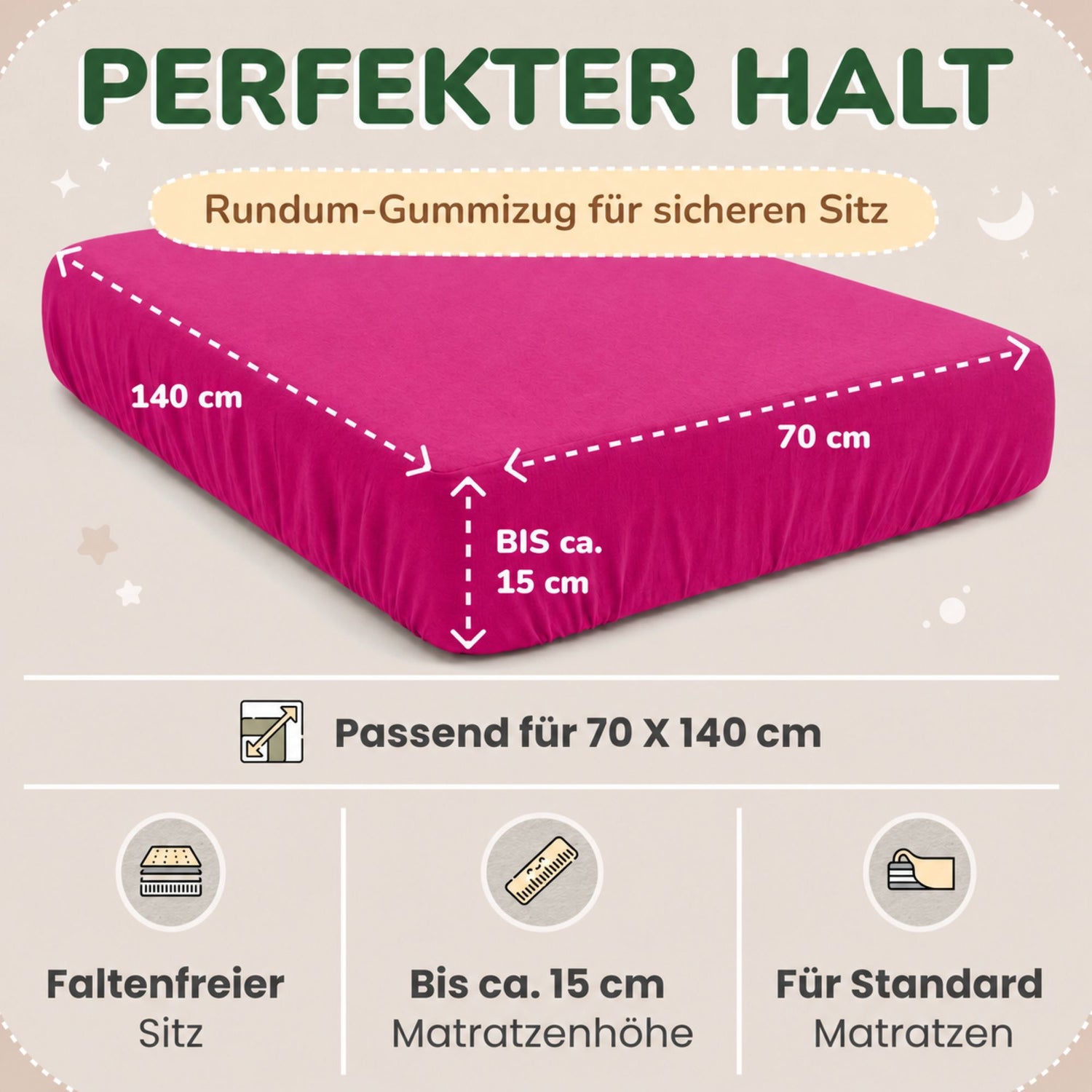 Kinderspannbettlaken von Leevitex im 2er Pack – 100% Jersey-Baumwolle, 70 x 140 cm