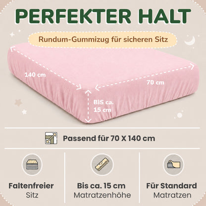 Kinder Spannbettlaken 70 x 140 cm von Leevitex im 1er Pack – 100% Jersey-Baumwolle,