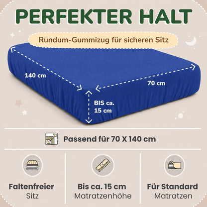Kinder Spannbettlaken 70 x 140 cm von Leevitex im 1er Pack – 100% Jersey-Baumwolle,
