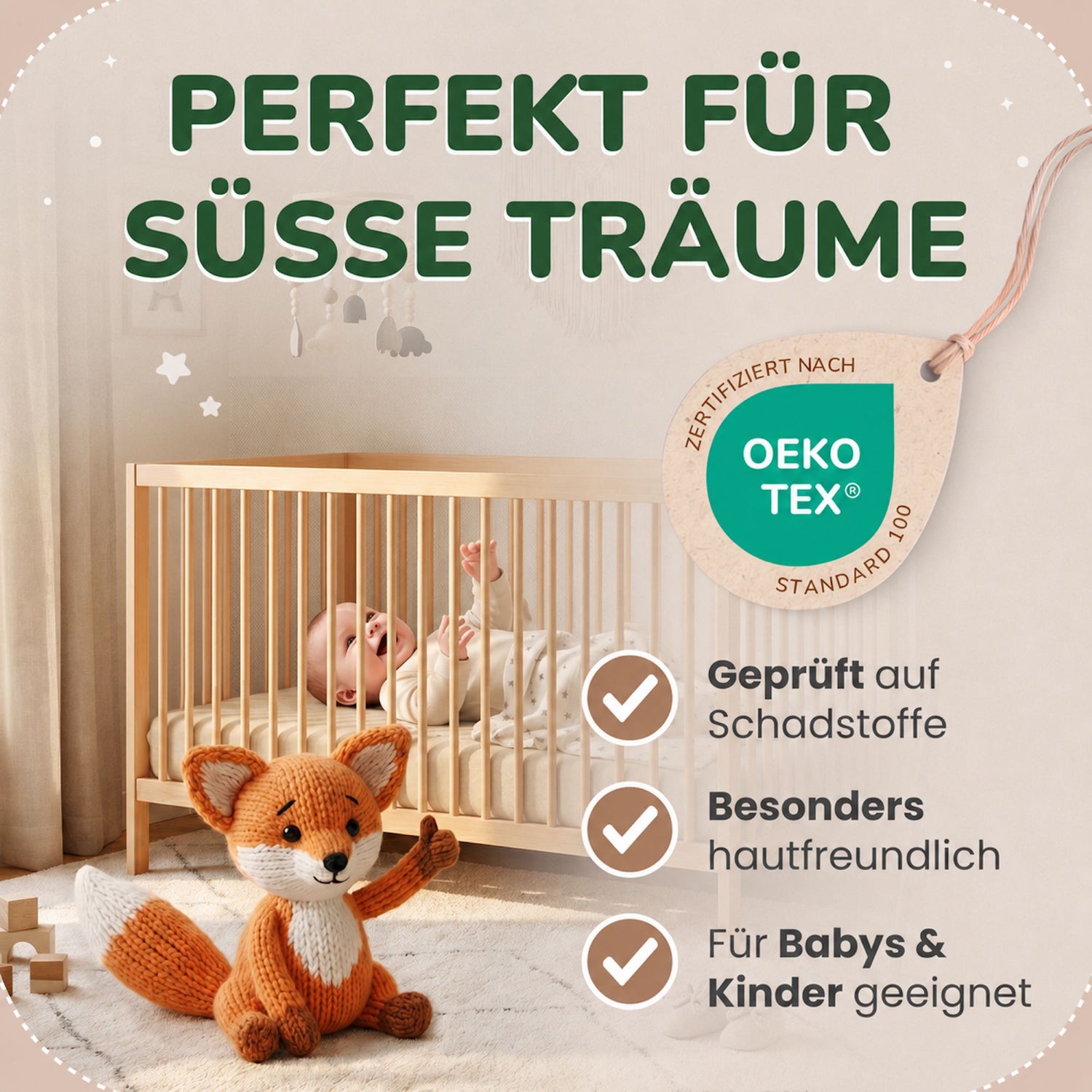Kinder Spannbettlaken 70 x 140 cm von Leevitex im 1er Pack – 100% Jersey-Baumwolle,