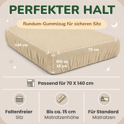 Kinder Spannbettlaken 70 x 140 cm von Leevitex im 1er Pack – 100% Jersey-Baumwolle,