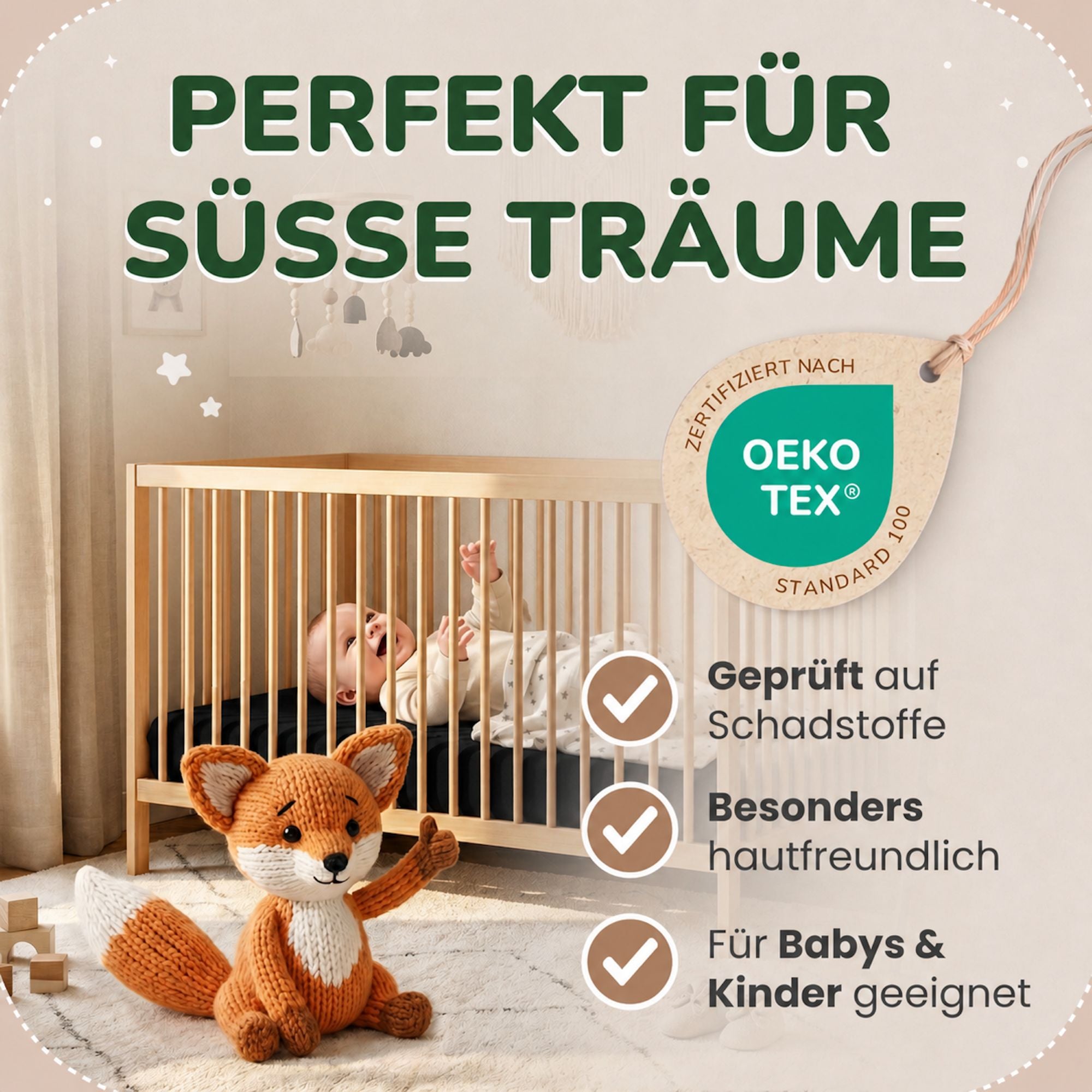 Kinder Spannbettlaken 70 x 140 cm von Leevitex im 1er Pack – 100% Jersey-Baumwolle,