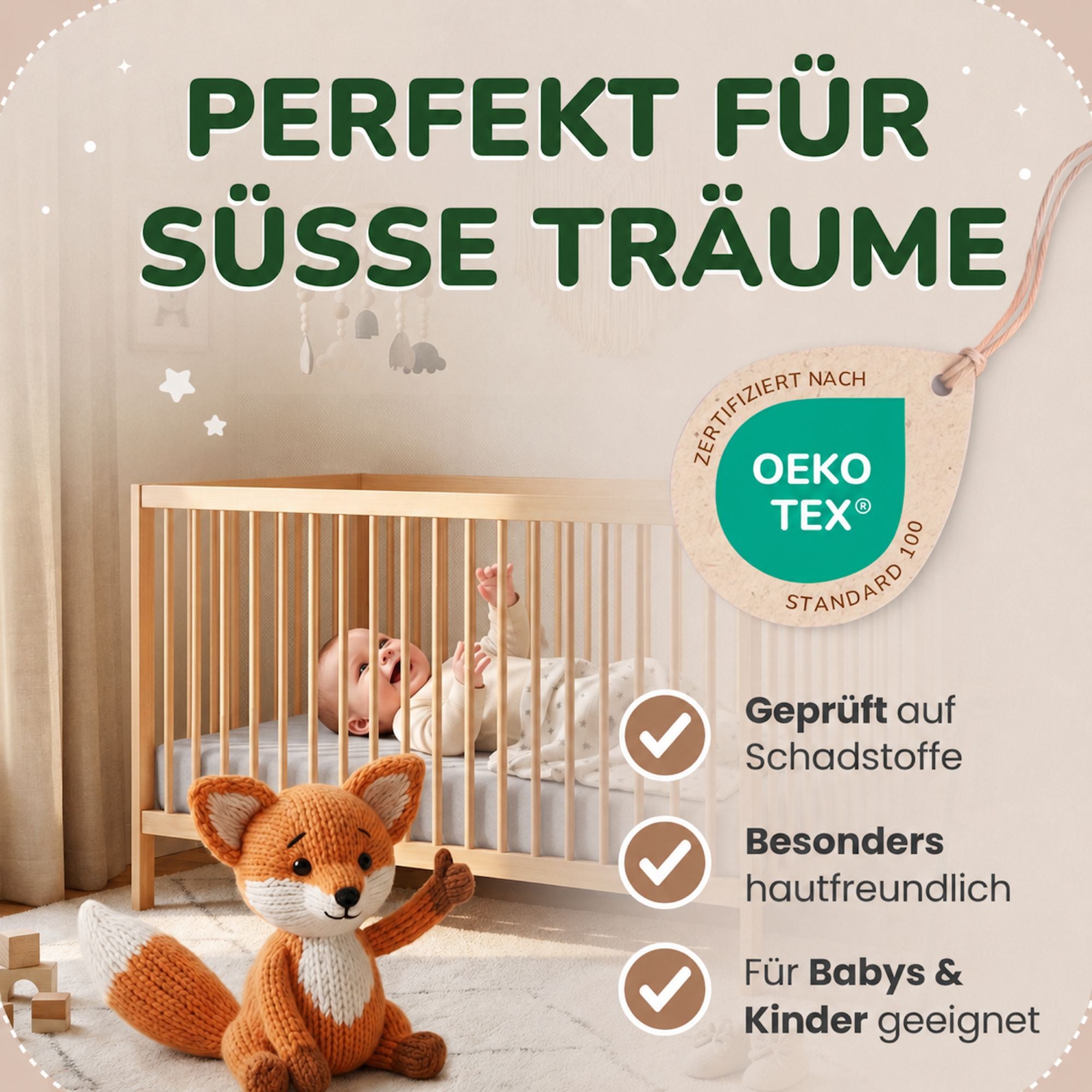 Kinder Spannbettlaken 70 x 140 cm von Leevitex im 1er Pack – 100% Jersey-Baumwolle,