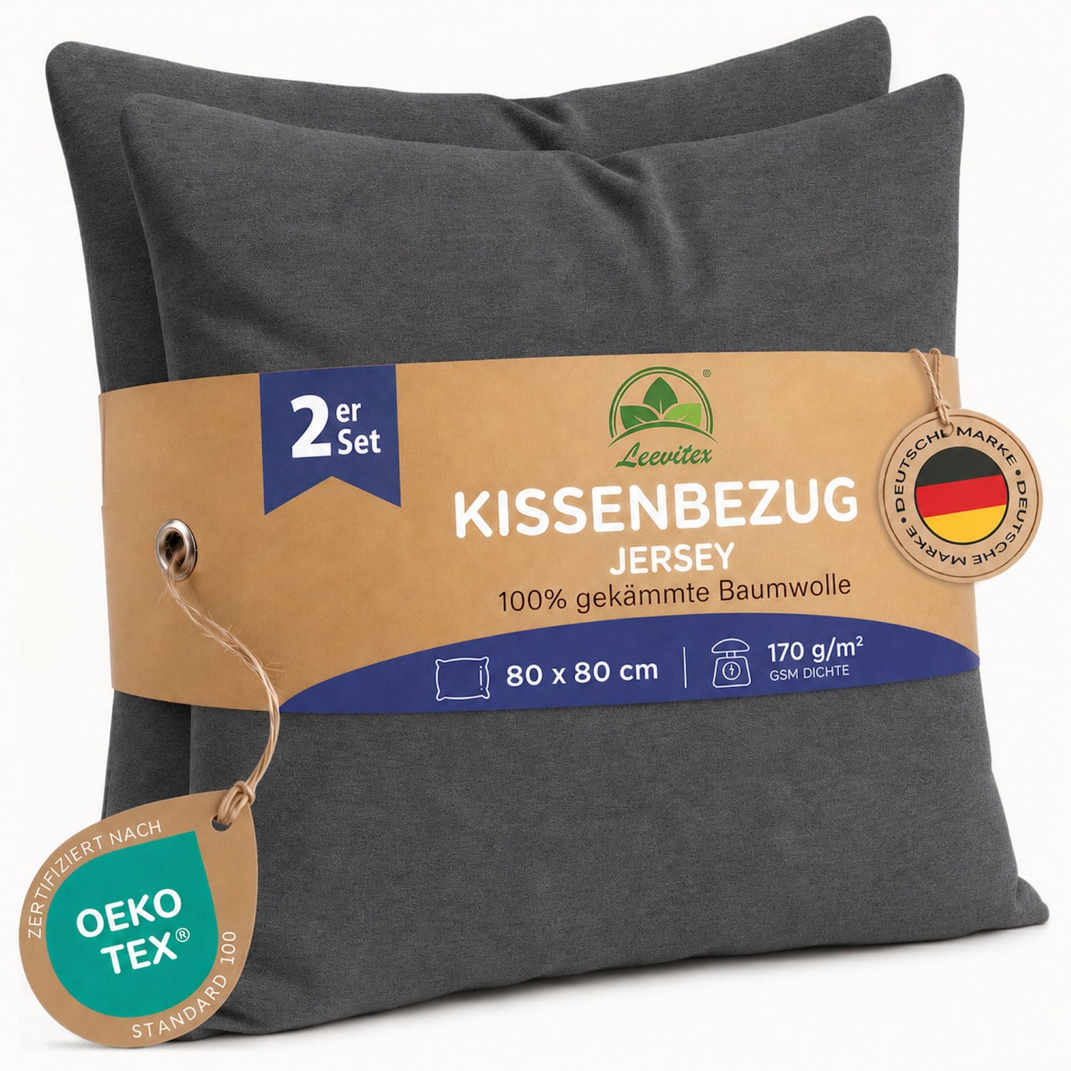 Kissenbezüge 2er Set 80x80 cm - 100% Baumwolle, stilvoll und gemütlich