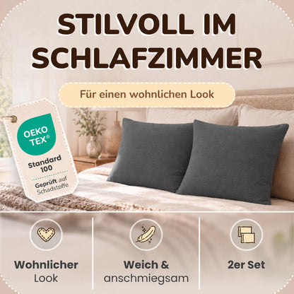 Kissenbezüge 2er Set 80x80 cm - 100% Baumwolle, stilvoll und gemütlich