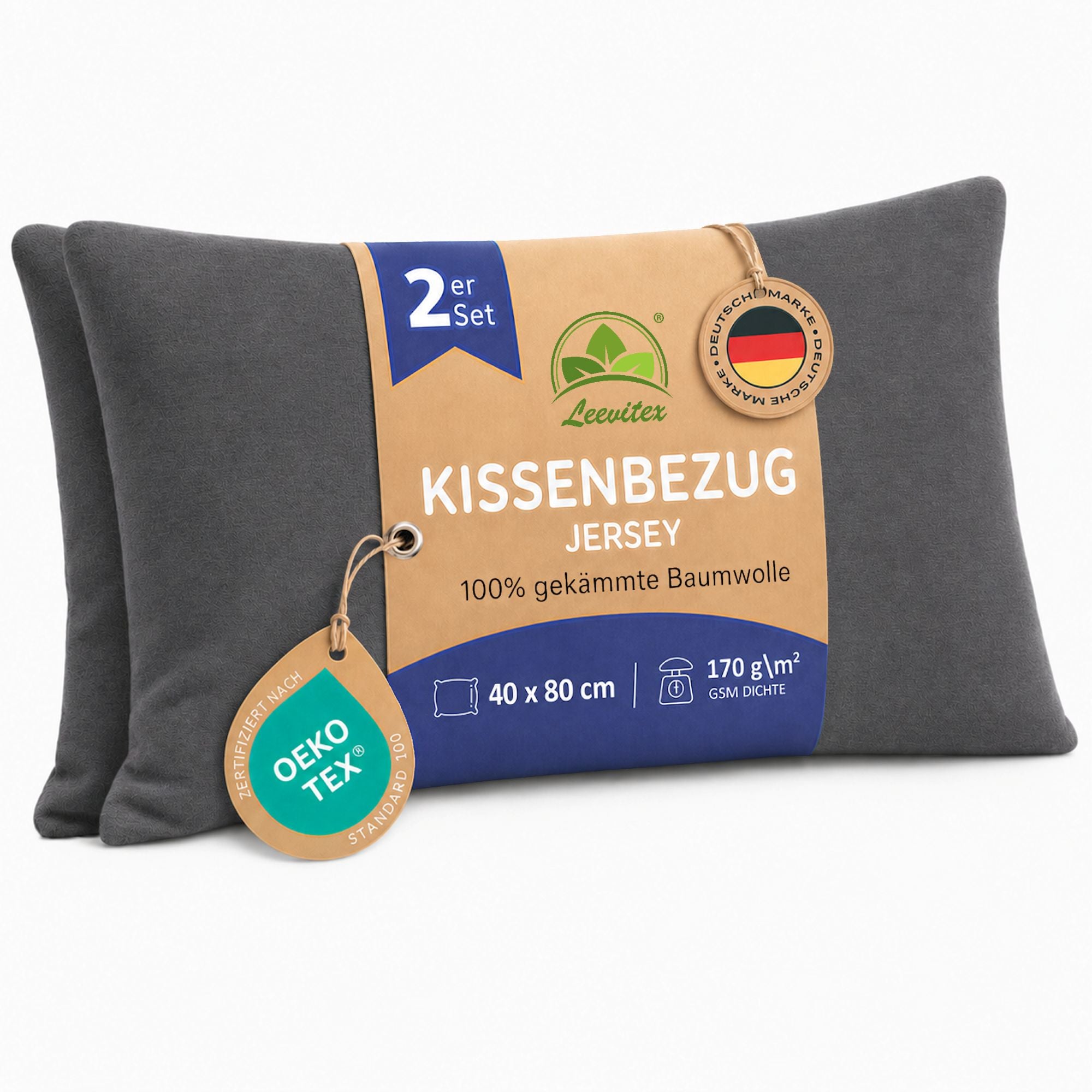 Kissenbezüge 2er Set 40x80 cm - 100% Baumwolle, stilvoll und gemütlich