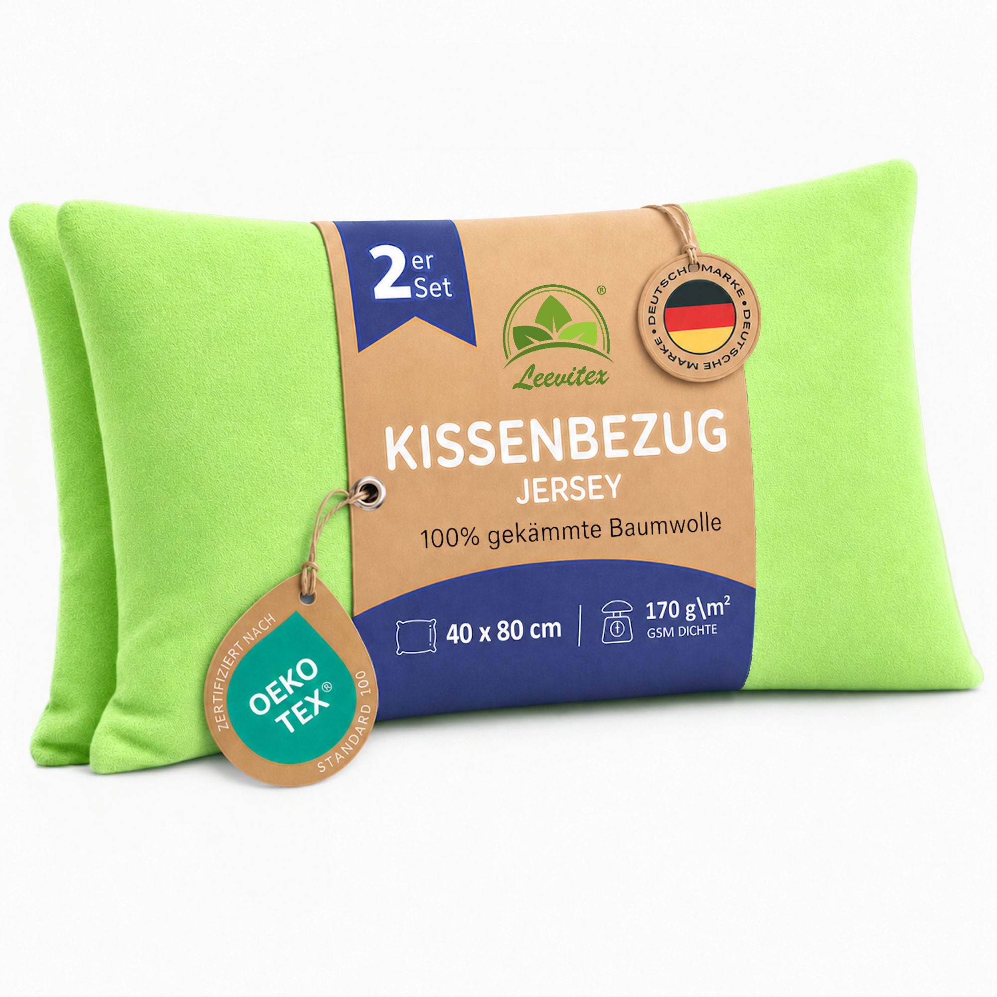 Kissenbezüge 2er Set 40x80 cm - 100% Baumwolle, stilvoll und gemütlich