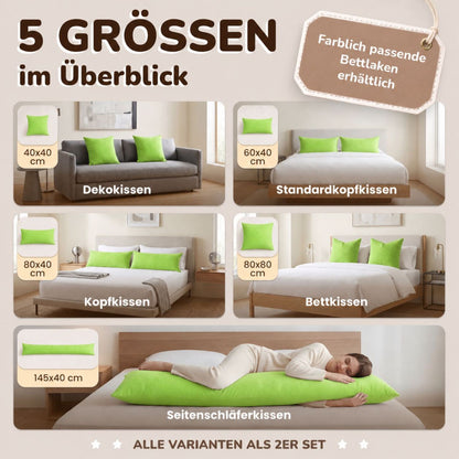 Kissenbezüge 2er Set 40x145 cm - 100% Baumwolle, stilvoll und gemütlich