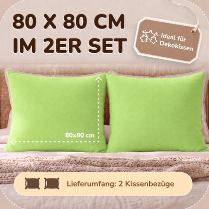 Kissenbezüge 2er Set 80x80 cm - 100% Baumwolle, stilvoll und gemütlich