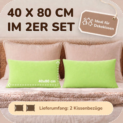 Kissenbezüge 2er Set 40x80 cm - 100% Baumwolle, stilvoll und gemütlich