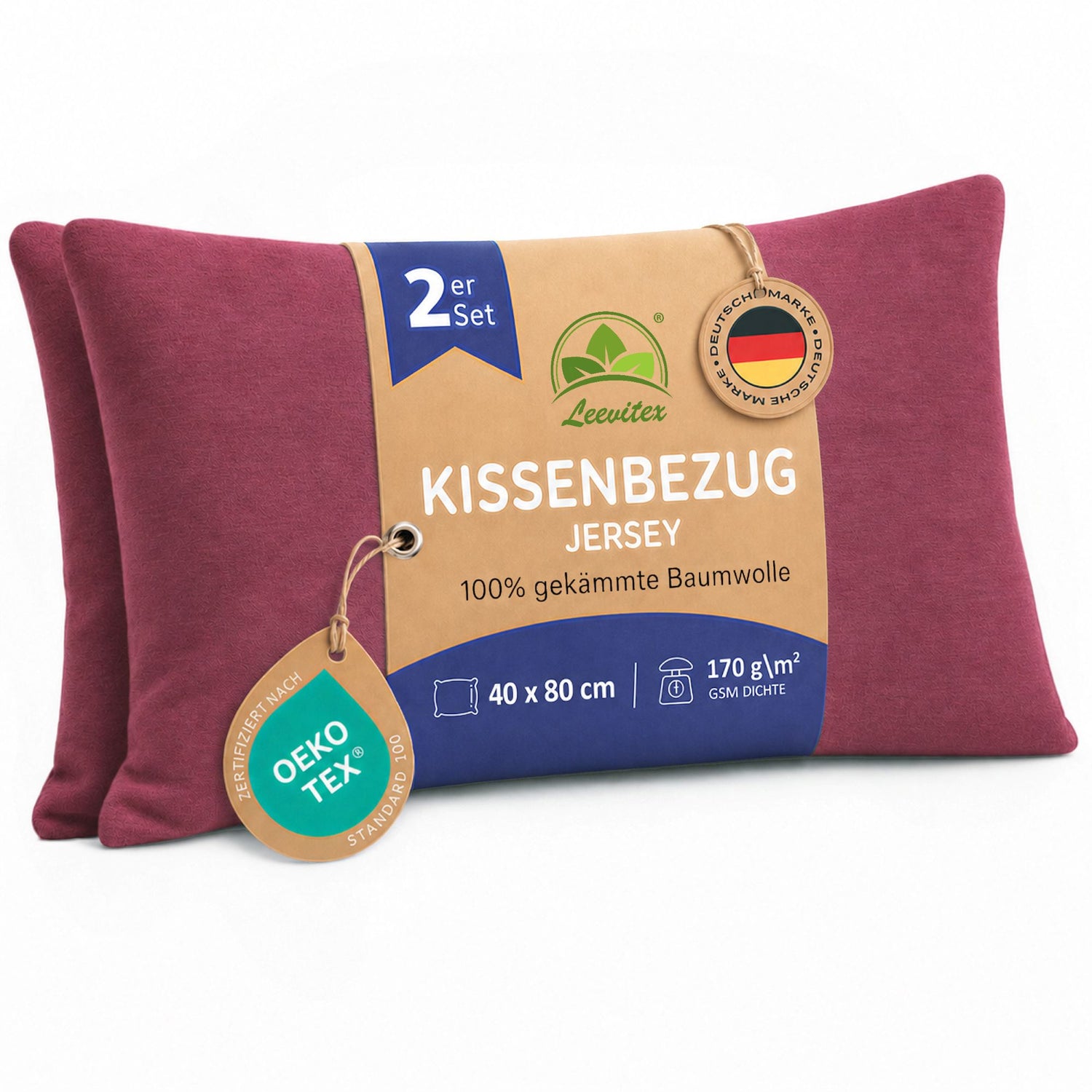 Kissenbezüge 2er Set 40x80 cm - 100% Baumwolle, stilvoll und gemütlich