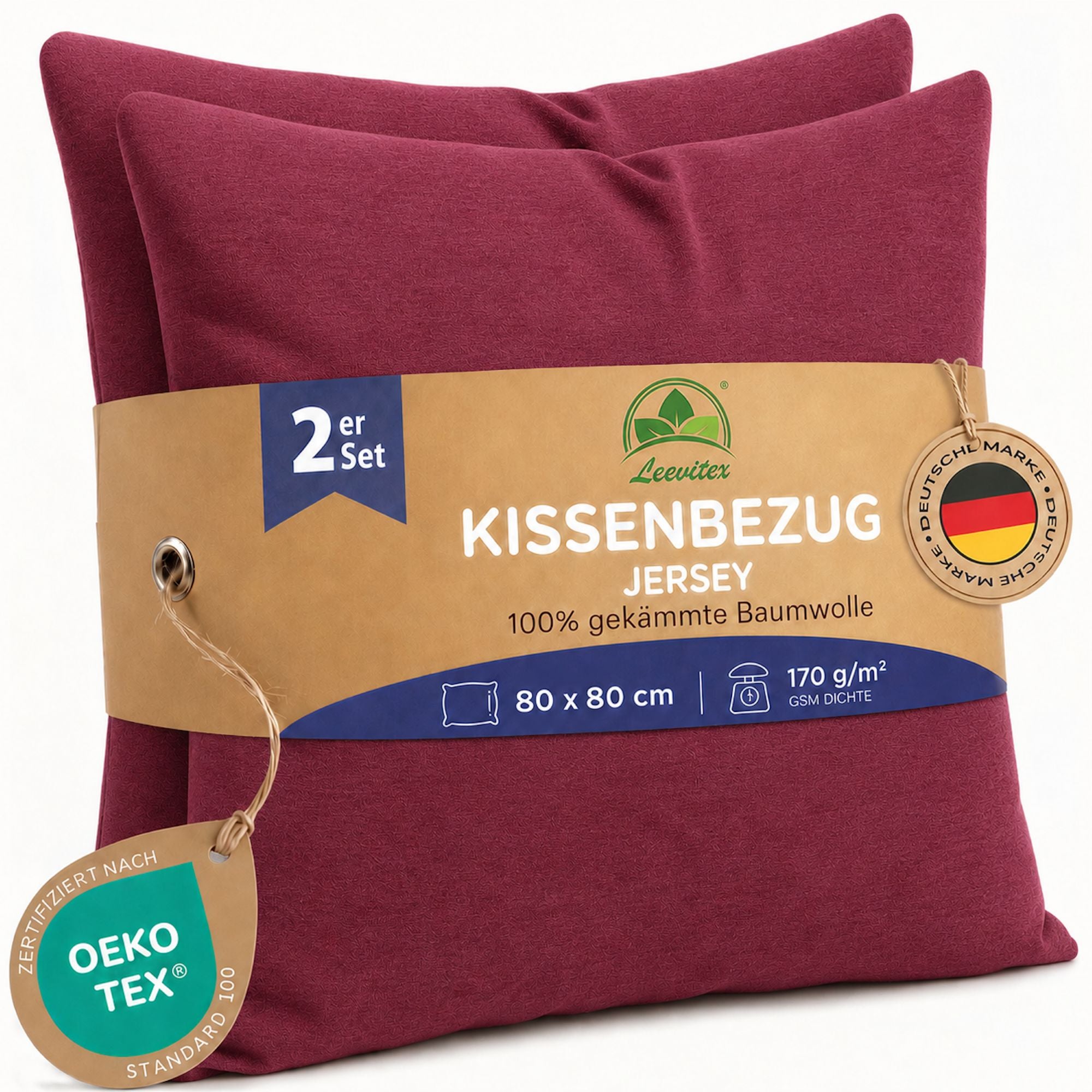 Kissenbezüge 2er Set 80x80 cm - 100% Baumwolle, stilvoll und gemütlich