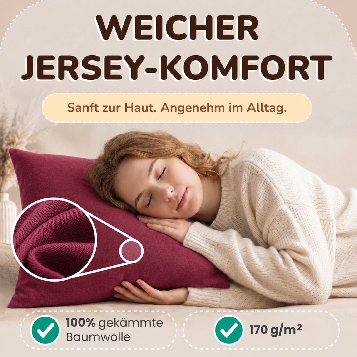 Kissenbezüge 2er Set 80x80 cm - 100% Baumwolle, stilvoll und gemütlich