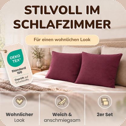 Kissenbezüge 2er Set 80x80 cm - 100% Baumwolle, stilvoll und gemütlich