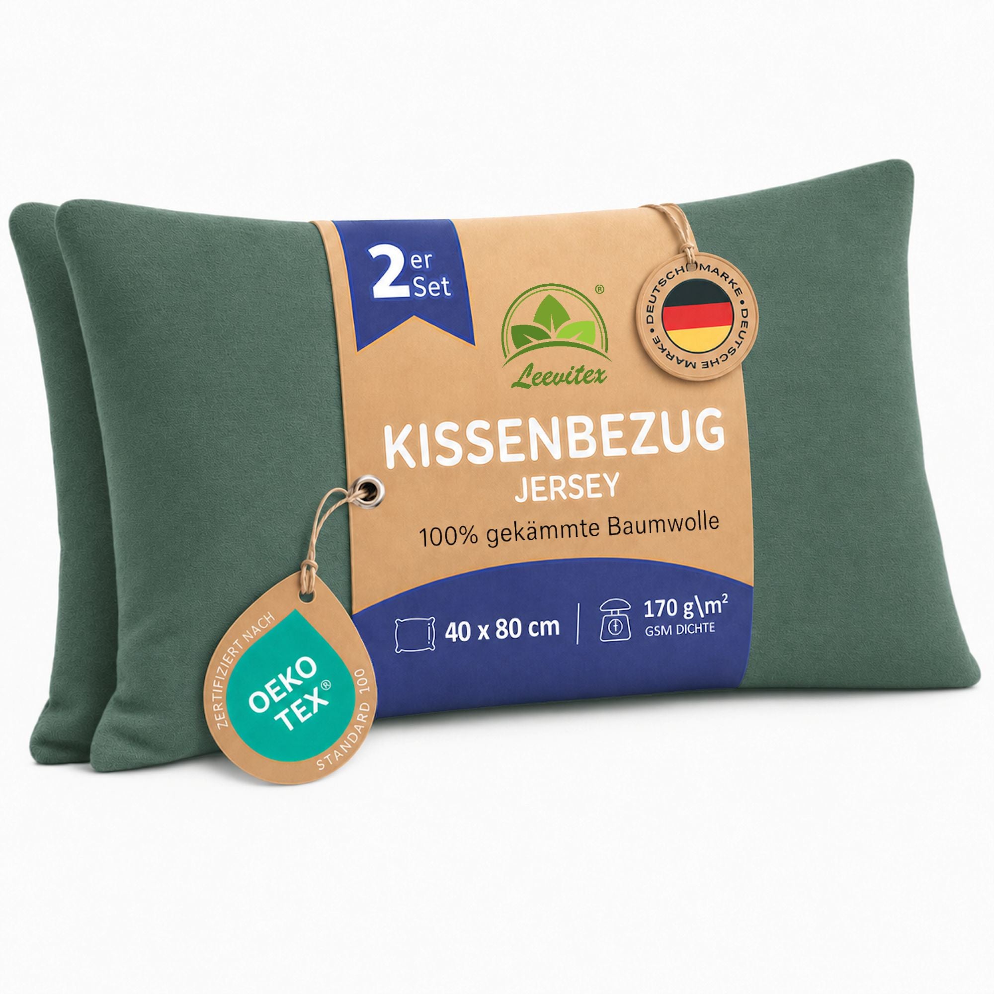Kissenbezüge 2er Set 40x80 cm - 100% Baumwolle, stilvoll und gemütlich