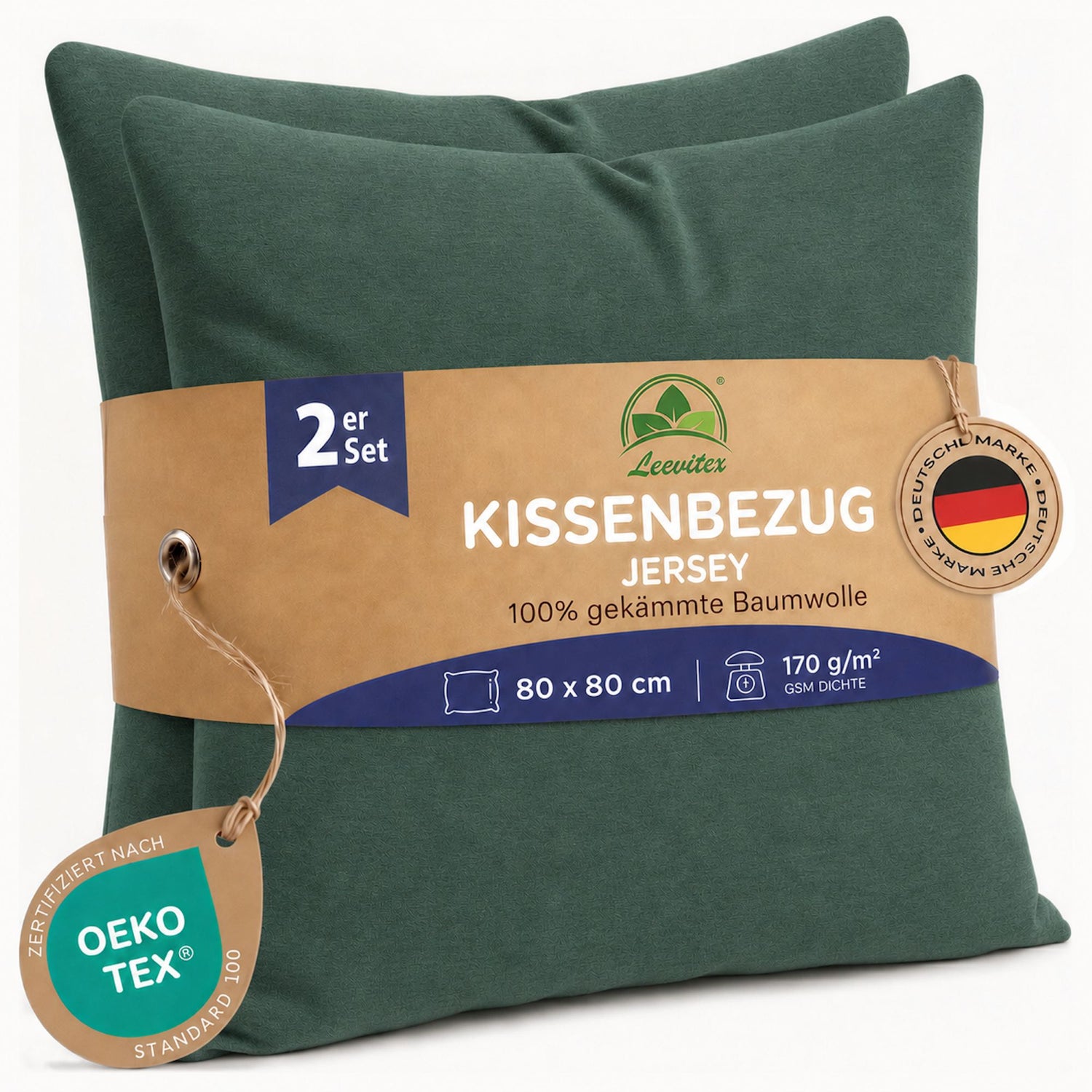 Kissenbezüge 2er Set 80x80 cm - 100% Baumwolle, stilvoll und gemütlich