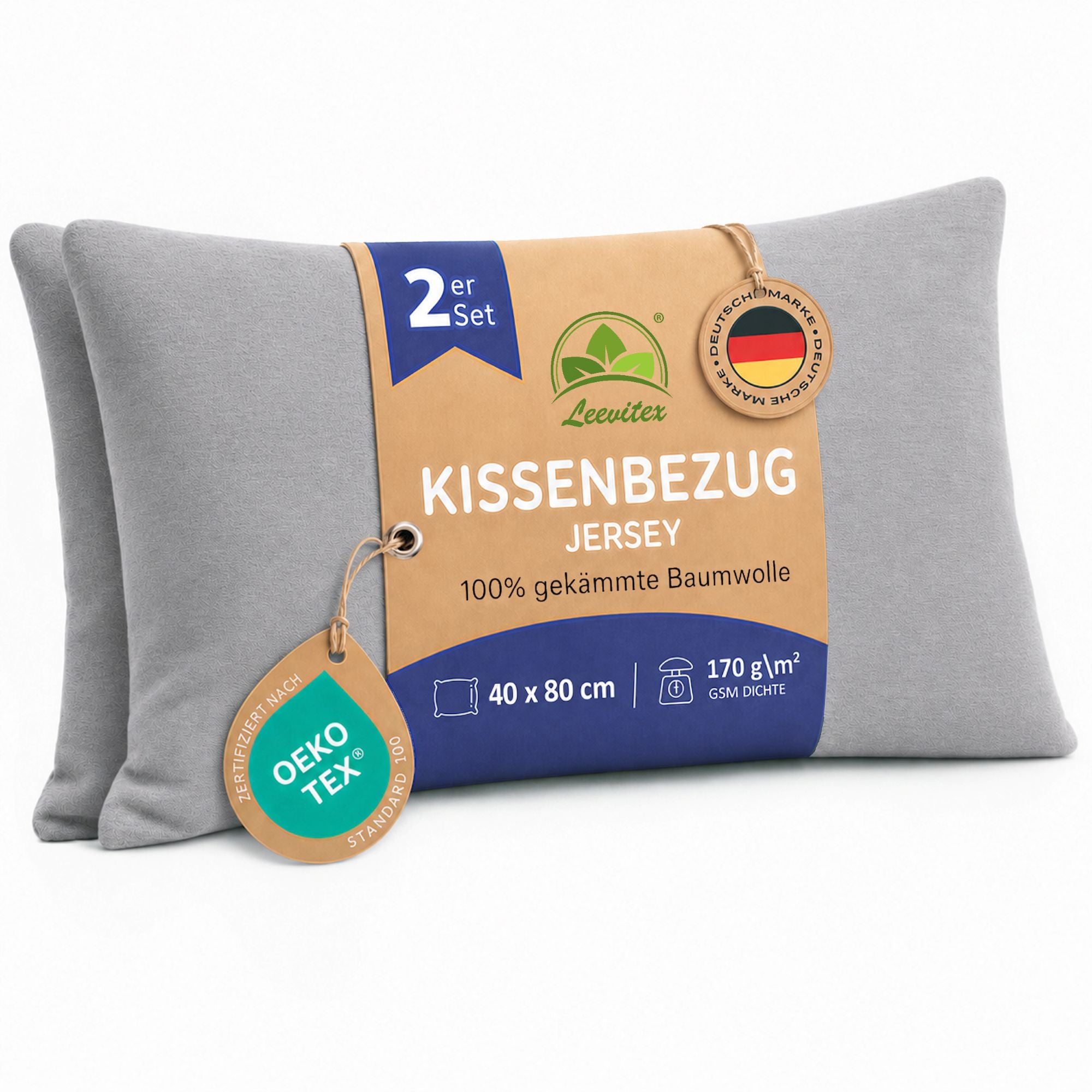 Kissenbezüge 2er Set 40x80 cm - 100% Baumwolle, stilvoll und gemütlich