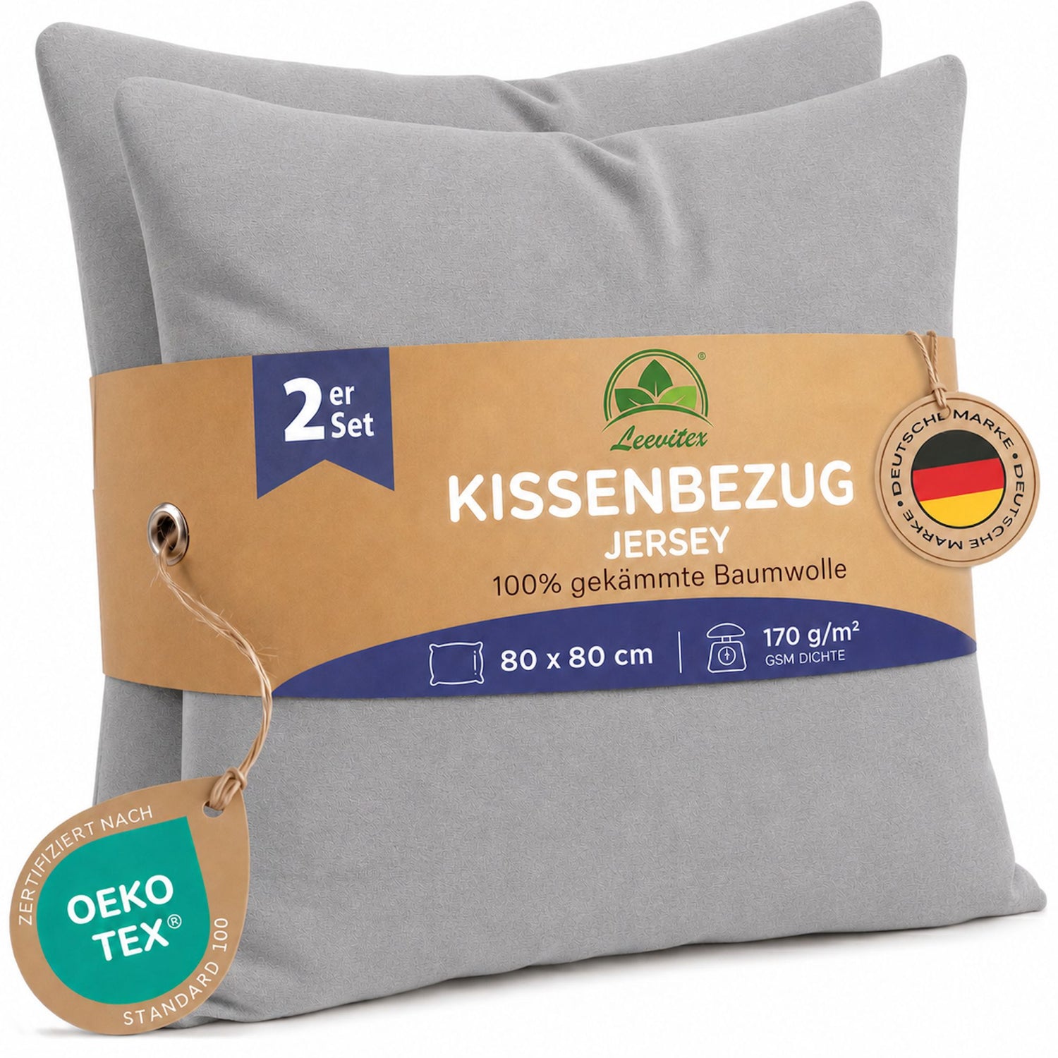 Kissenbezüge 2er Set 80x80 cm - 100% Baumwolle, stilvoll und gemütlich
