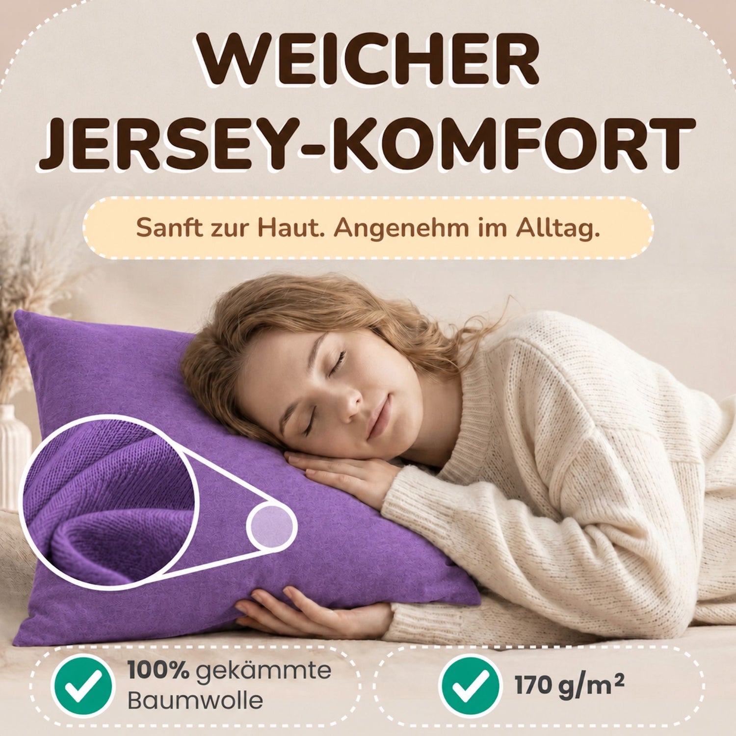 Kissenbezüge 2er Set 80x80 cm - 100% Baumwolle, stilvoll und gemütlich