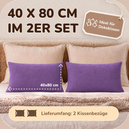 Kissenbezüge 2er Set 40x80 cm - 100% Baumwolle, stilvoll und gemütlich