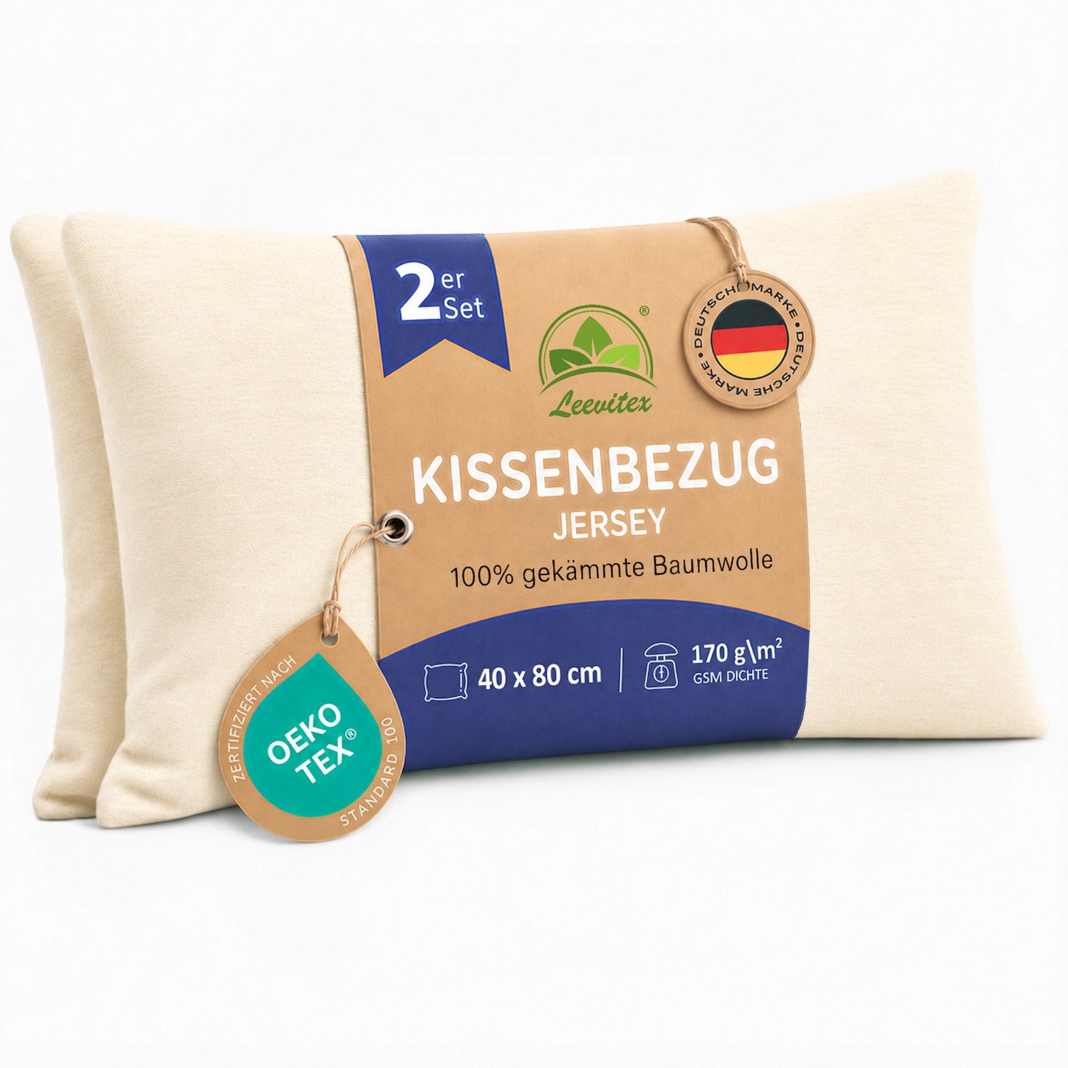 Kissenbezüge 2er Set 40x80 cm - 100% Baumwolle, stilvoll und gemütlich