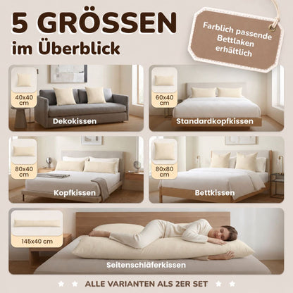 Kissenbezüge 2er Set 40x145 cm - 100% Baumwolle, stilvoll und gemütlich