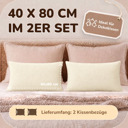 Kissenbezüge 2er Set 40x80 cm - 100% Baumwolle, stilvoll und gemütlich