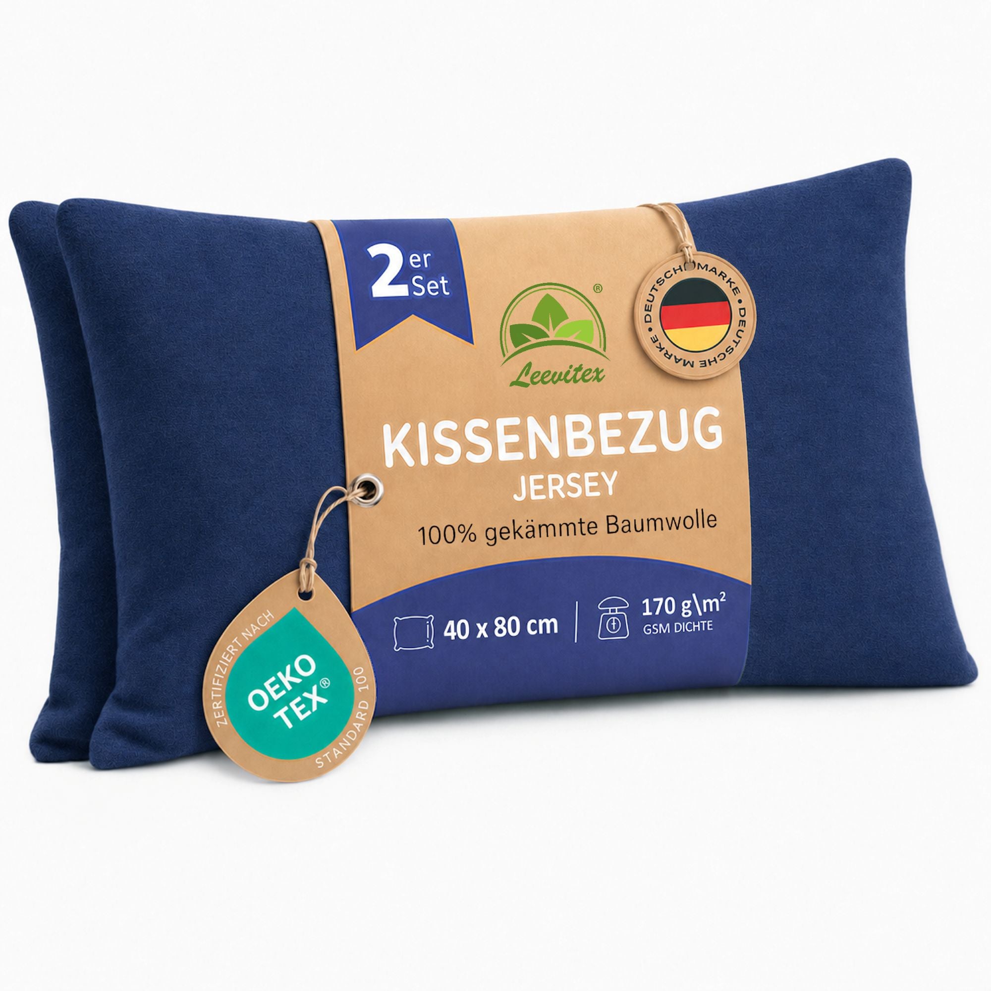 Kissenbezüge 2er Set 40x80 cm - 100% Baumwolle, stilvoll und gemütlich