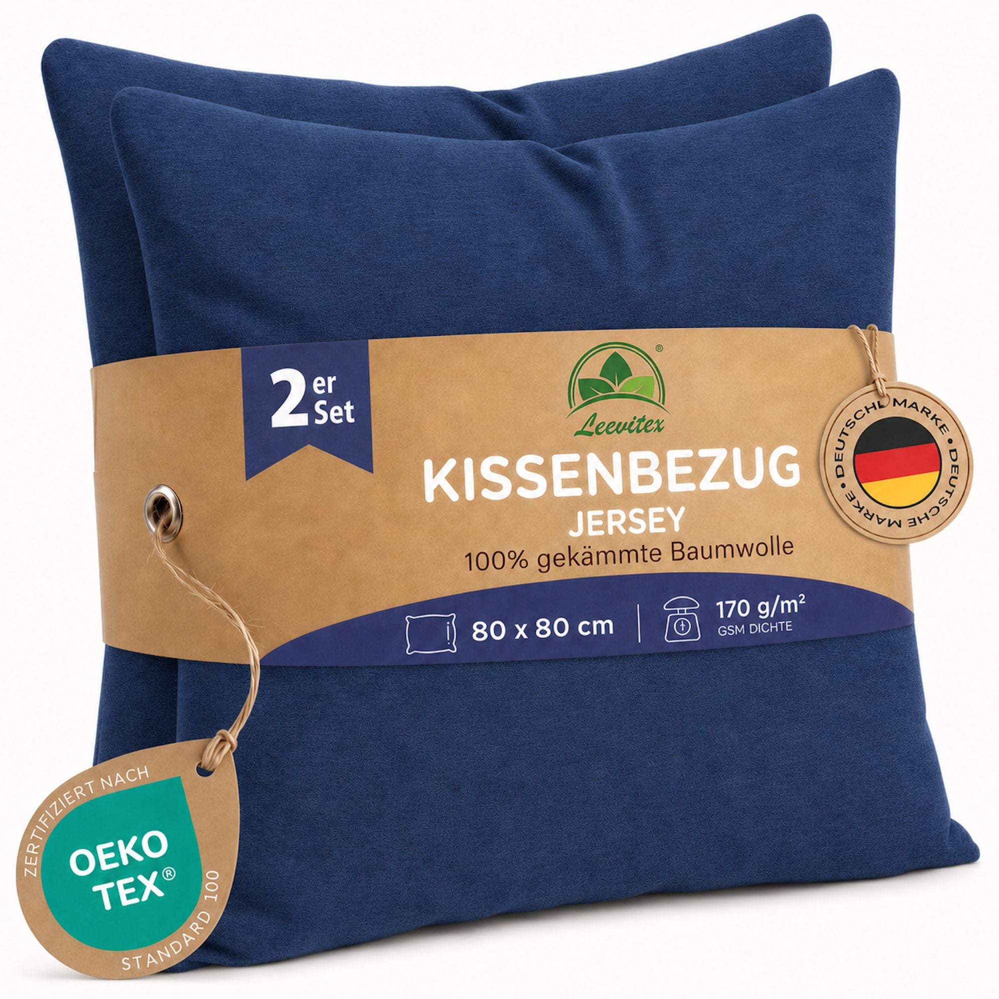 Kissenbezüge 2er Set 80x80 cm - 100% Baumwolle, stilvoll und gemütlich