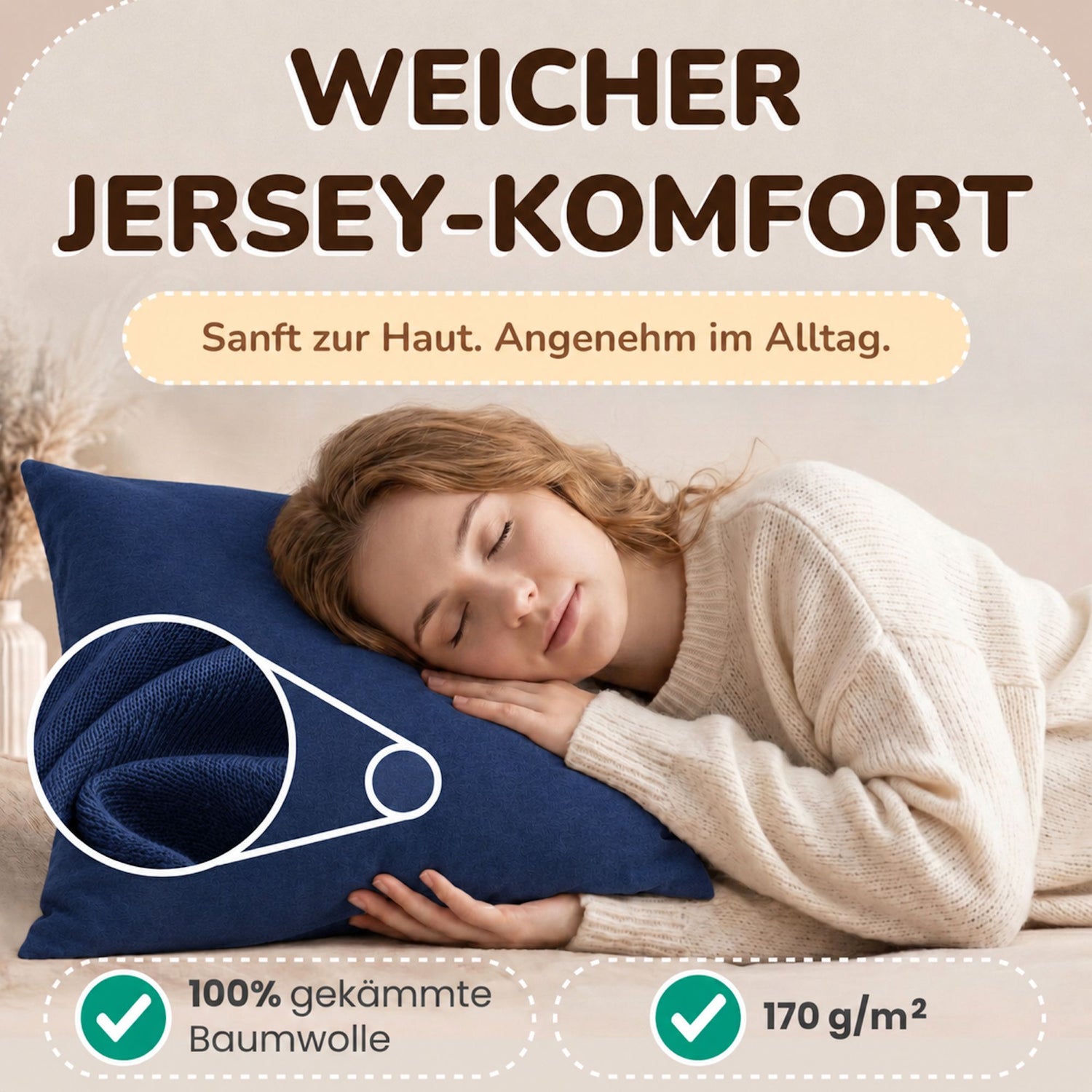 Kissenbezüge 2er Set 40x80 cm - 100% Baumwolle, stilvoll und gemütlich