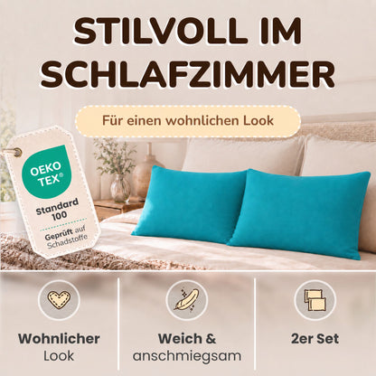 Kissenbezüge 2er Set 40x80 cm - 100% Baumwolle, stilvoll und gemütlich