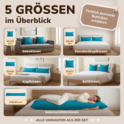 Kissenbezüge 2er Set 40x145 cm - 100% Baumwolle, stilvoll und gemütlich
