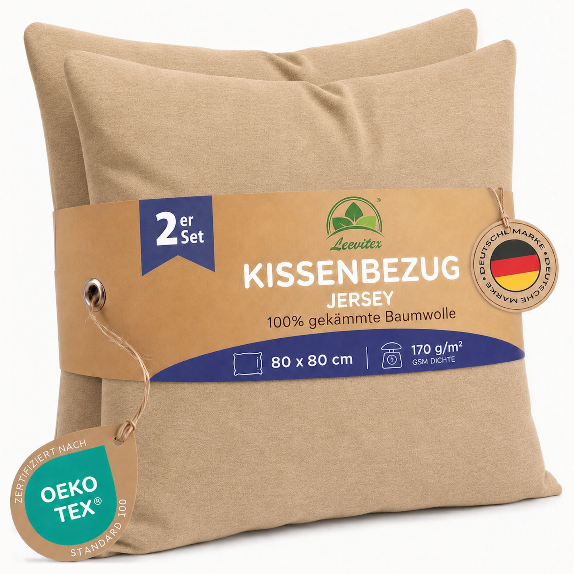 Kissenbezüge 2er Set 80x80 cm - 100% Baumwolle, stilvoll und gemütlich