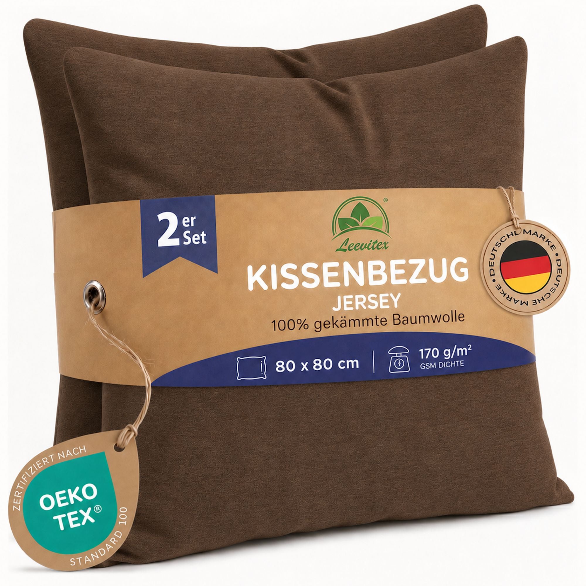 Kissenbezüge 2er Set 80x80 cm - 100% Baumwolle, stilvoll und gemütlich