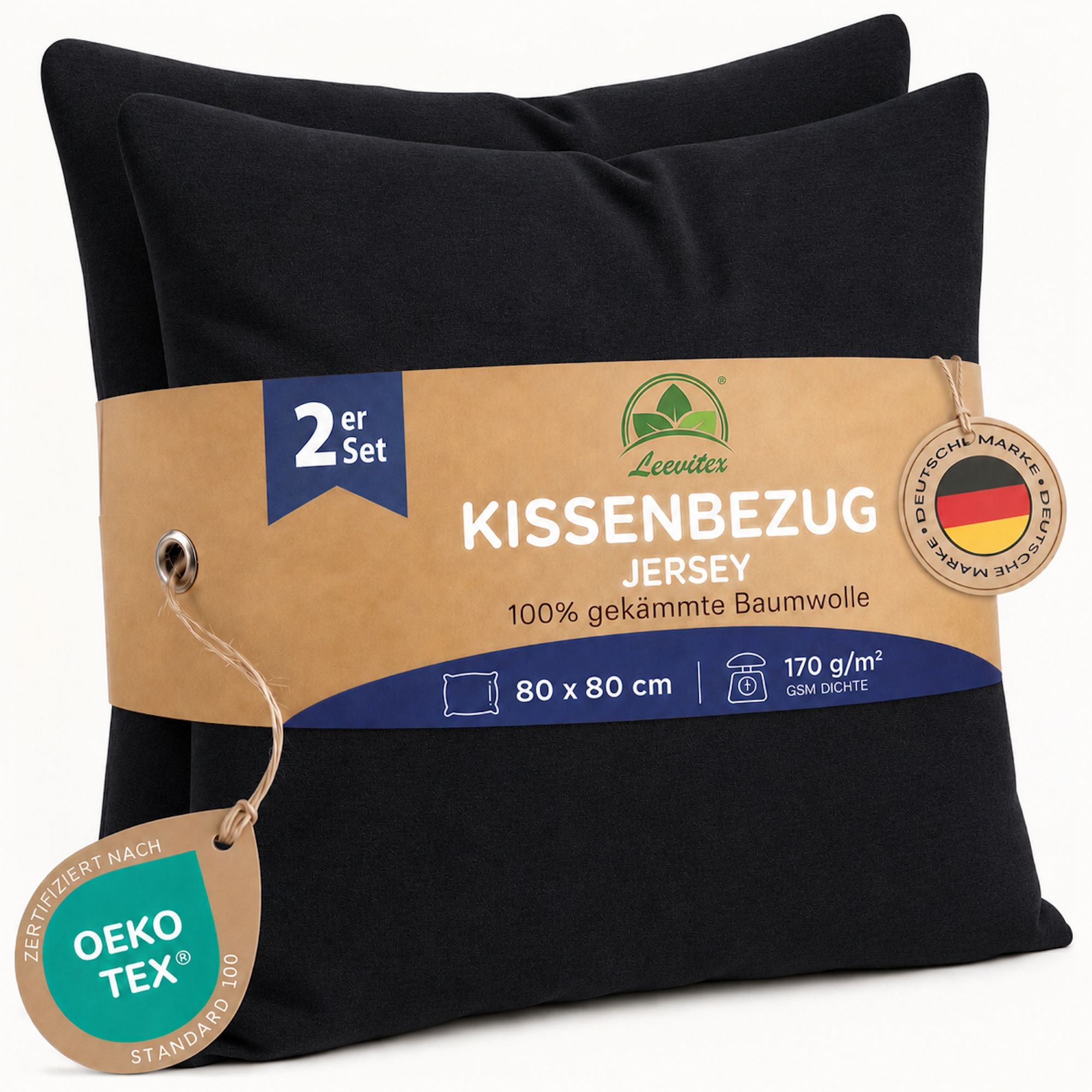 Kissenbezüge 2er Set 80x80 cm - 100% Baumwolle, stilvoll und gemütlich