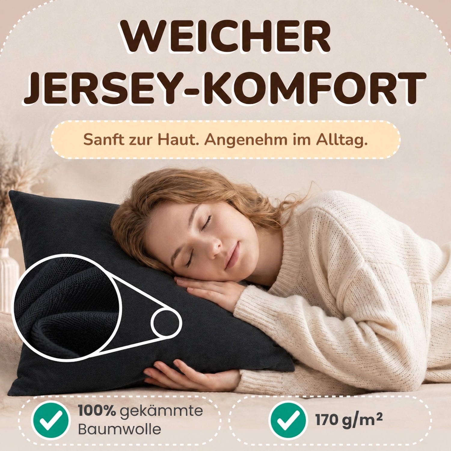 Kissenbezüge 2er Set 80x80 cm - 100% Baumwolle, stilvoll und gemütlich