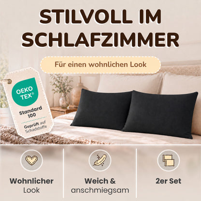 Kissenbezüge 2er Set 40x80 cm - 100% Baumwolle, stilvoll und gemütlich