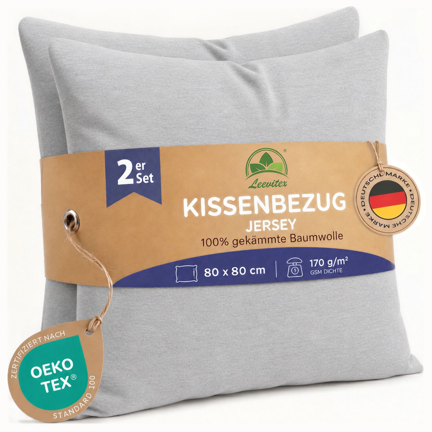 Kissenbezüge 2er Set 80x80 cm - 100% Baumwolle, stilvoll und gemütlich