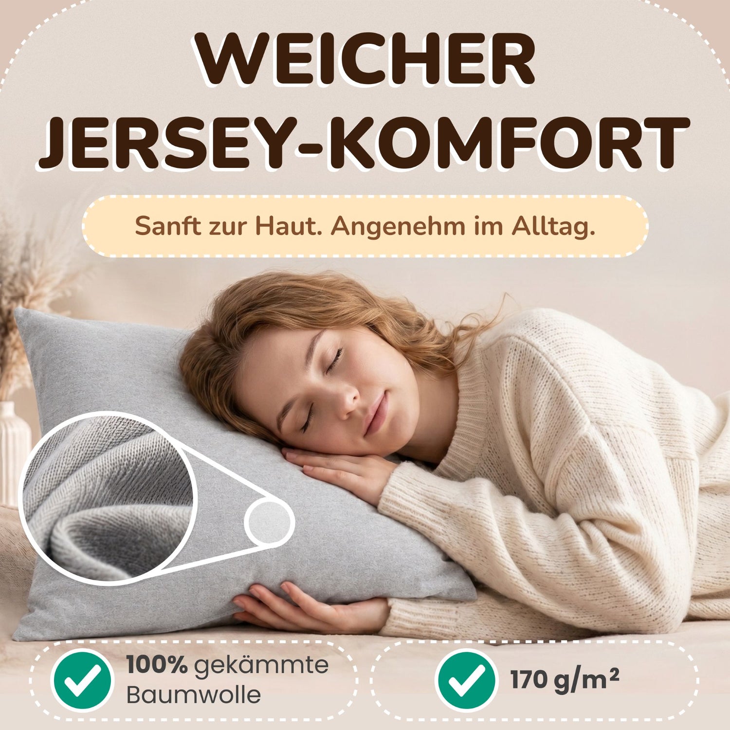 Kissenbezüge 2er Set 80x80 cm - 100% Baumwolle, stilvoll und gemütlich