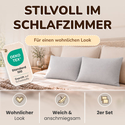 Kissenbezüge 2er Set 40x80 cm - 100% Baumwolle, stilvoll und gemütlich