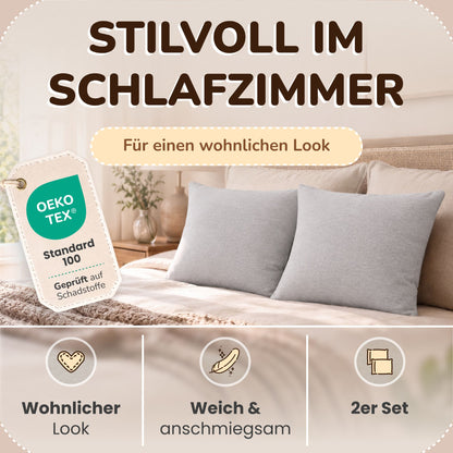 Kissenbezüge 2er Set 80x80 cm - 100% Baumwolle, stilvoll und gemütlich
